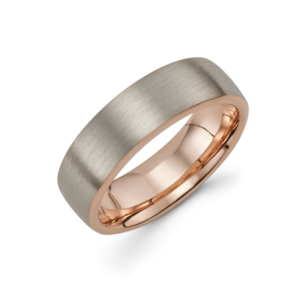 14K 2 Tone Gold Men's Wedding Band Comfort Fit, 6MM