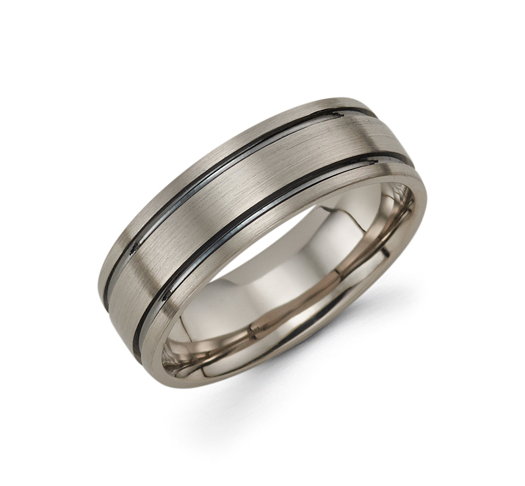 14K Gray Gold MattE Men's Wedding Band Comfort Fit, 6MM