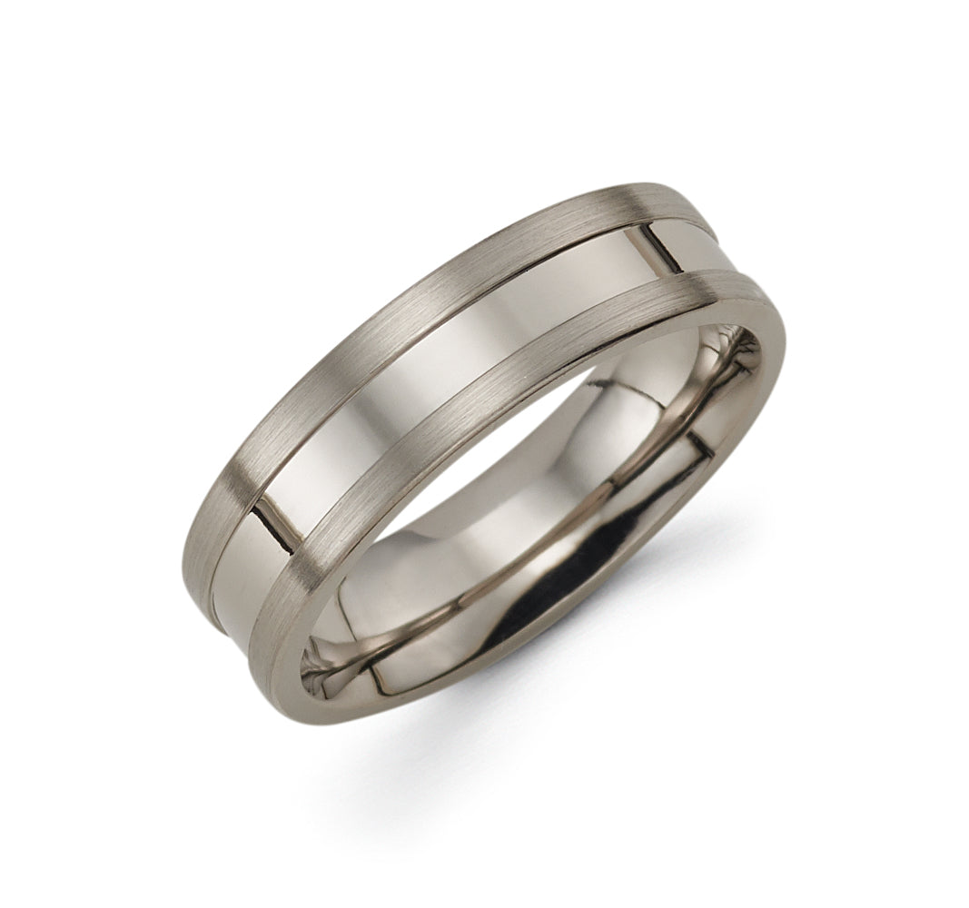14K Gray Gold Men's Wedding Band Comfort Fit, 6MM