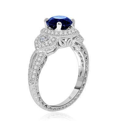 MARGARET SAPPHIRE AND DIAMOND ENGAGEMENT RING - R145