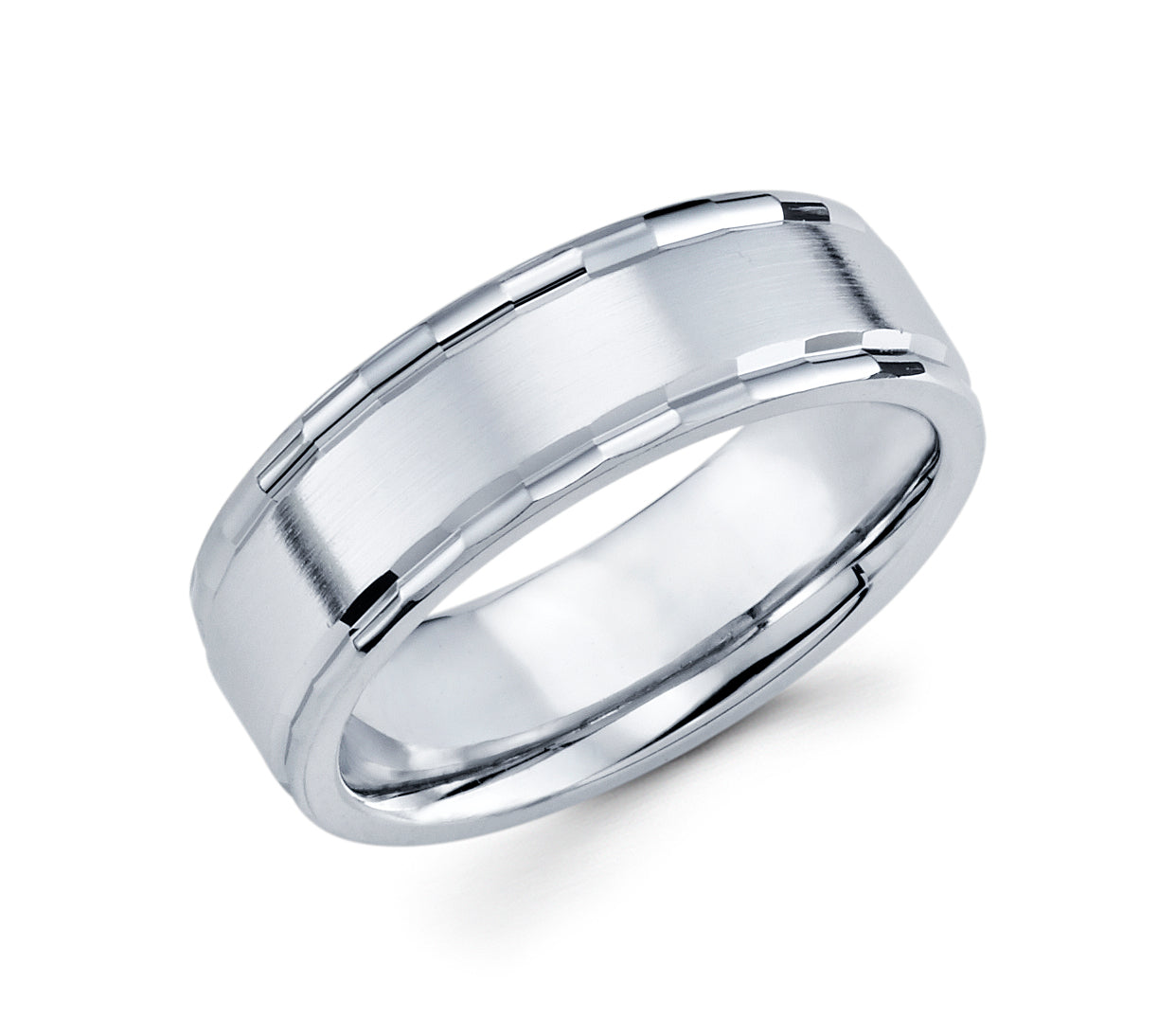 14K Whit Gold Men's Wedding Band Matte Finish Comfort Fit 6MM