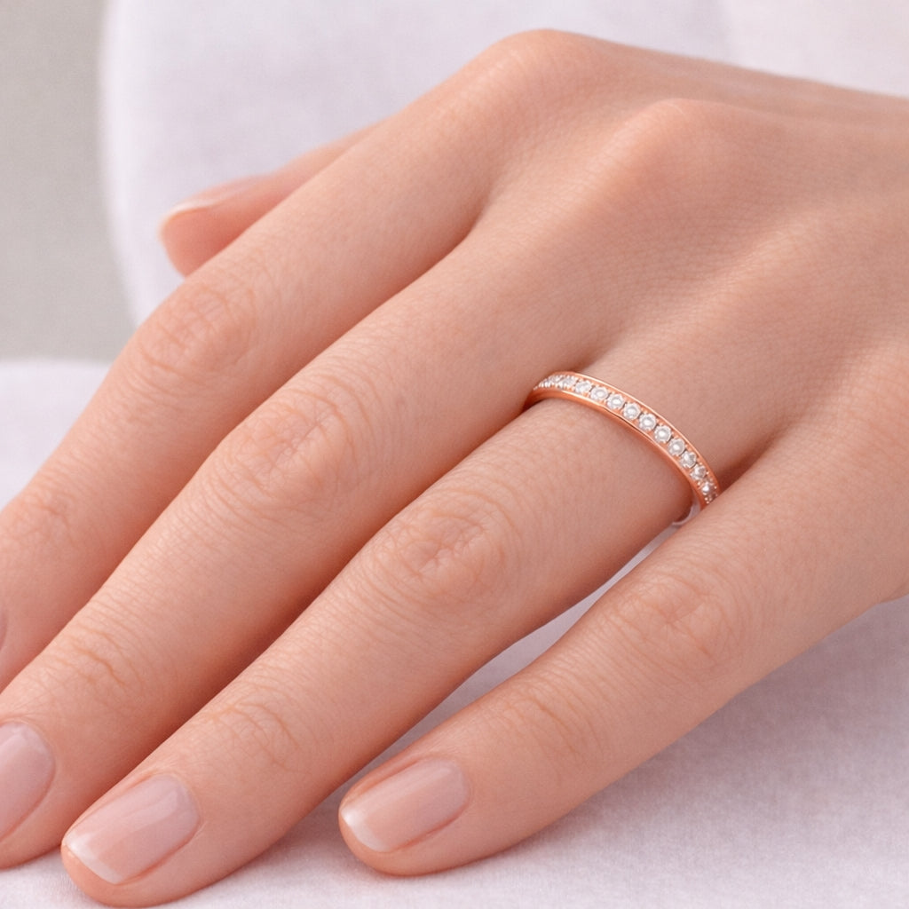 Milgrain Edges Eternity 0.65CT, 2.5mm Wedding Band, BAND1168