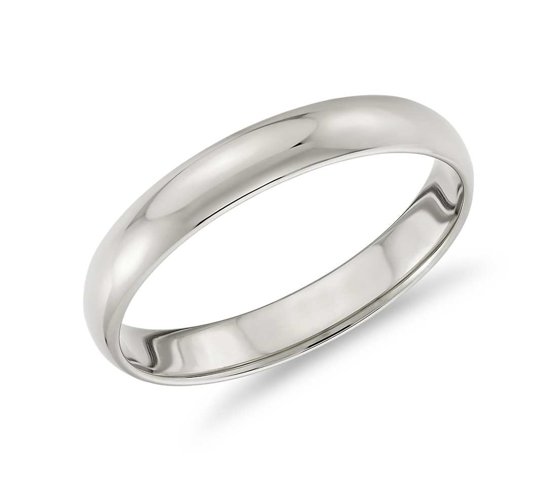 14K White Gold Men's Classic Wedding Band Comfort Fit, 4MM