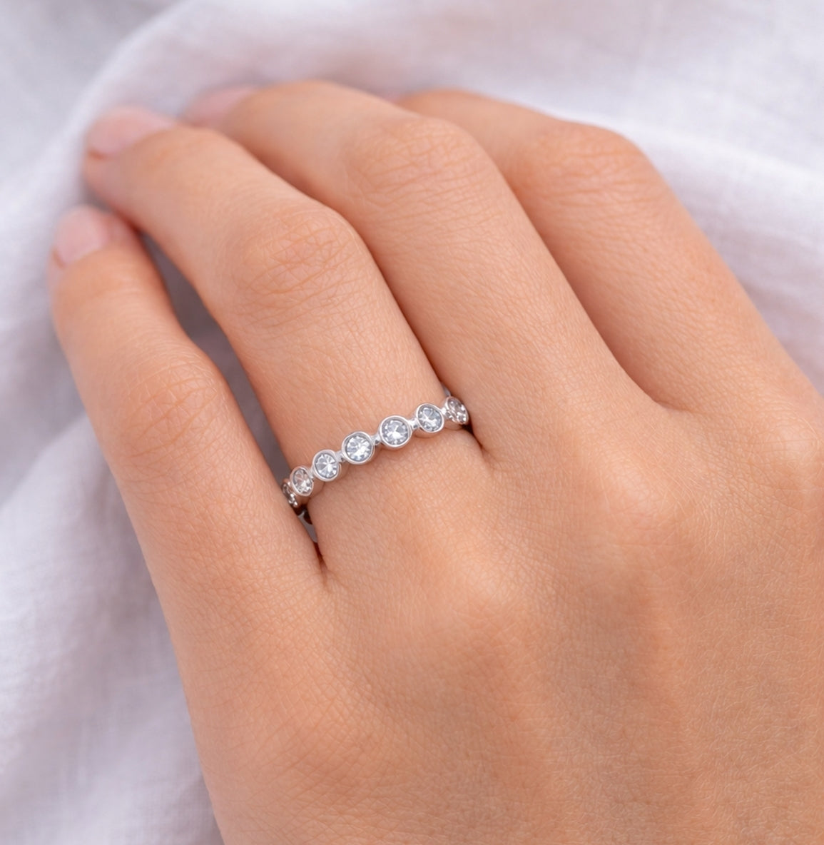 14K White Gold .50CT Diamond Bezel Eternity BAND2649