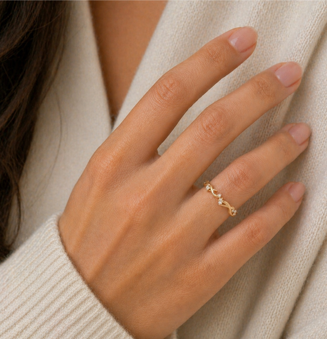 14K Yellow Gold Vine-Inspired Wedding Band, BAND2666