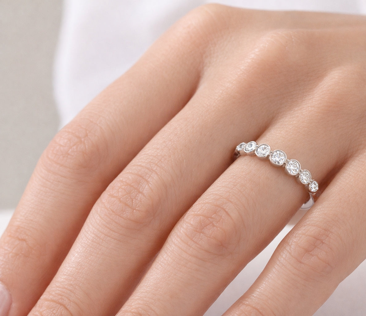 Bezel Set 0.53Ct Round Diamond Band. Band2866