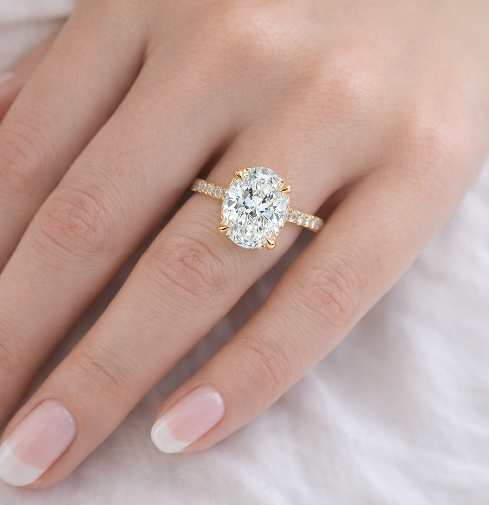 Hidden Halo Four-Prong Solitaire Engagement Ring, ER1372