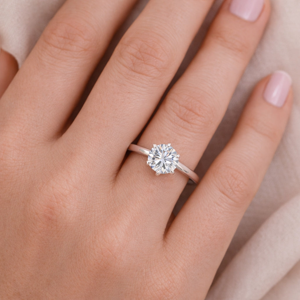 Five Prong 1.5mm Band Crown Solitaire Engagement Ring, ER1406