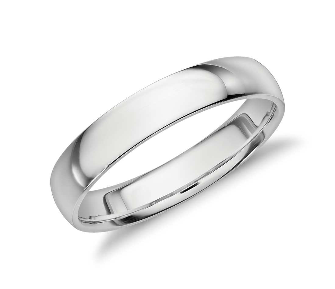 14K White Gold Men's Classic Wedding Band Comfort Fit, 5MM
