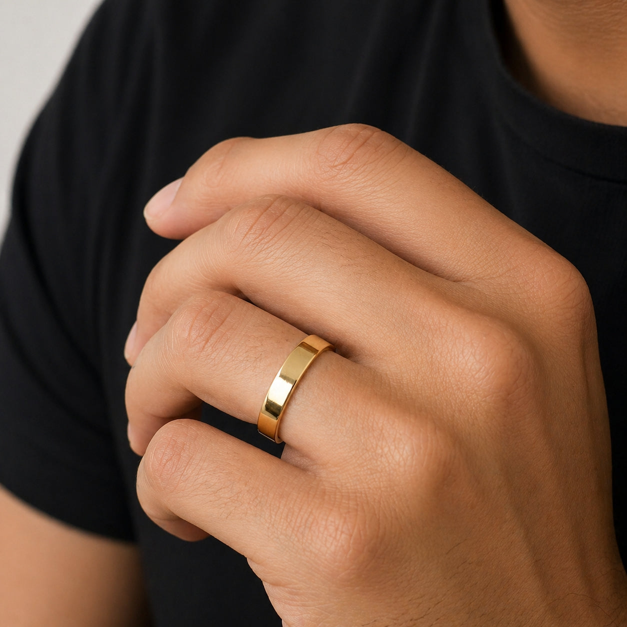 4MM 14k Yellow Gold Flat Comfort fit Plain Wedding BAND2615