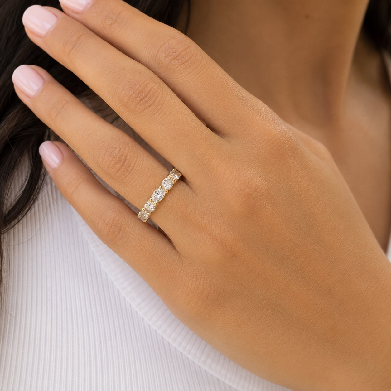 14K Yellow Gold Oval-Cut Lab-Grown Diamond Eternity BAND2909