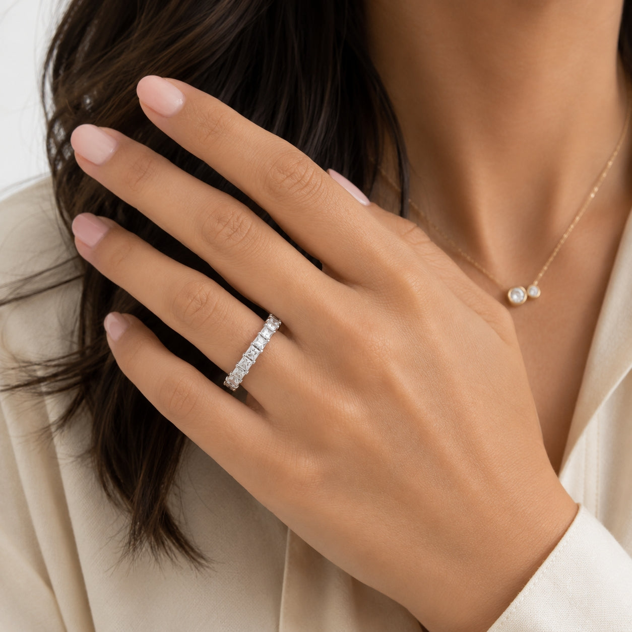 18K White Gold Princess Cut Eternity Band 2.50CT, BAMD2934