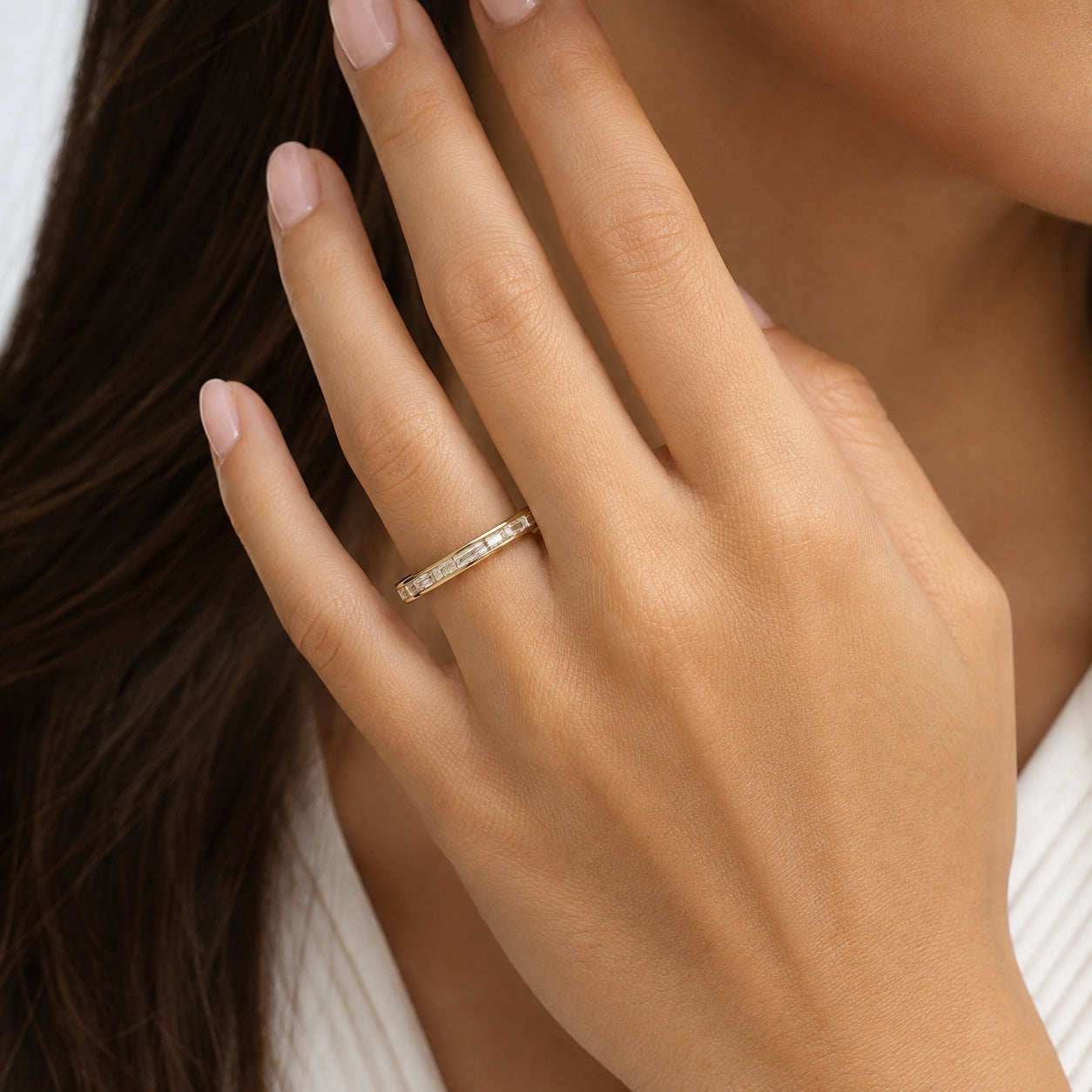 14K Yellow Gold 1.20CT Baguette Diamond Eternity Band2940