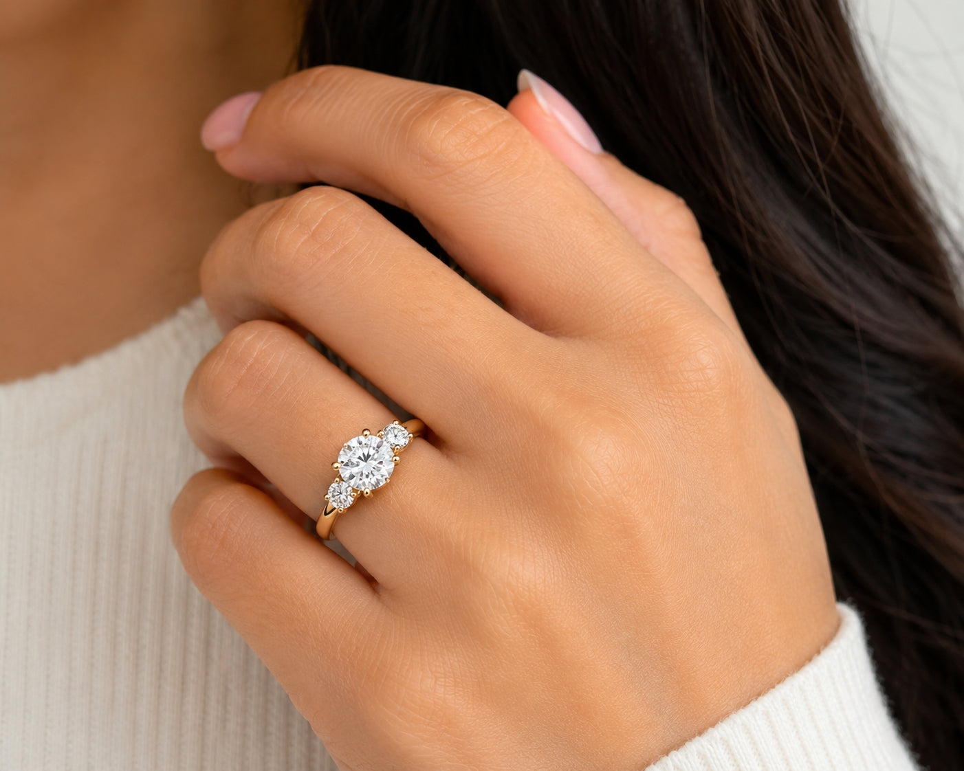 Three-Stone Diamond Ring 14K Yellow Gold, ER1175