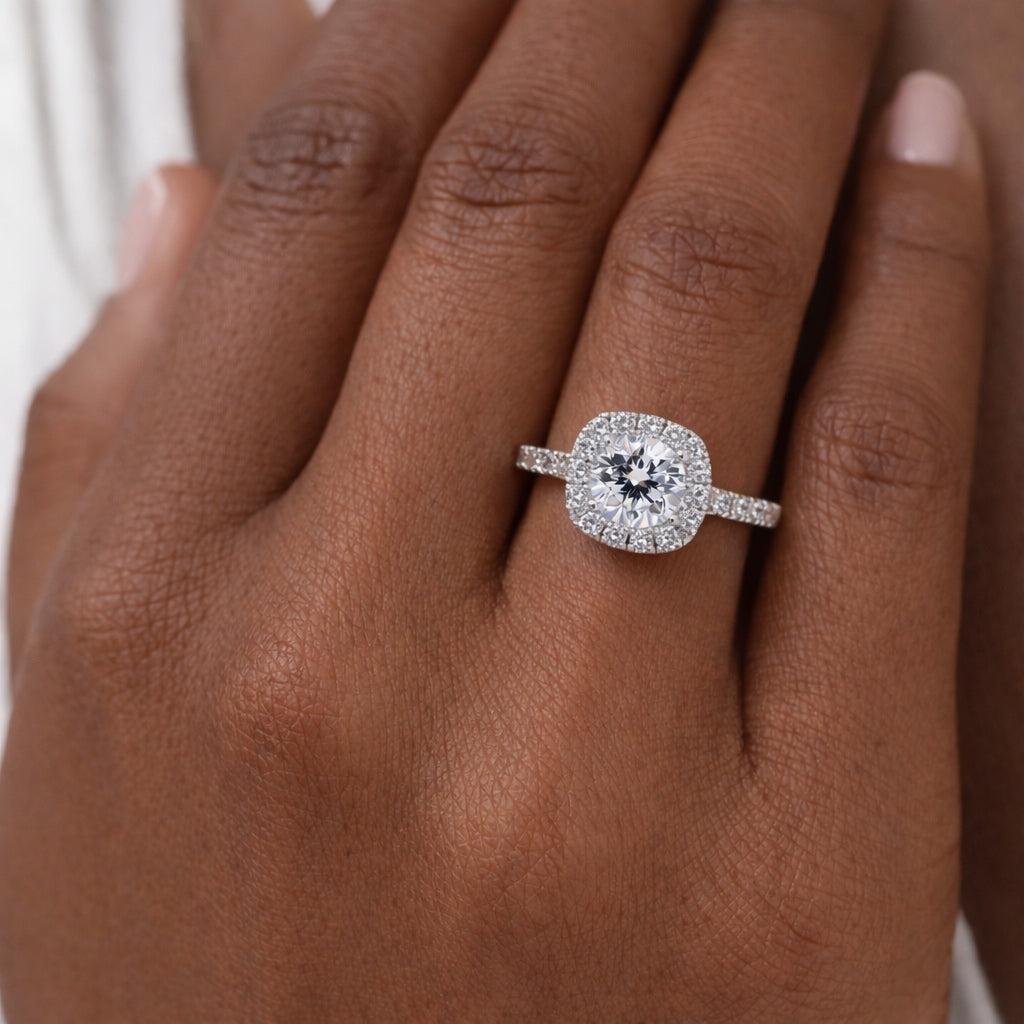 Round Cut Halo Engagement Ring Low Profile, ER1260