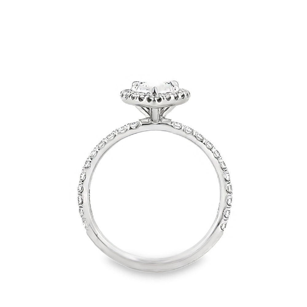 18K White Gold Halo Engagement Ring With Pear Cut Center Stone -ER1408