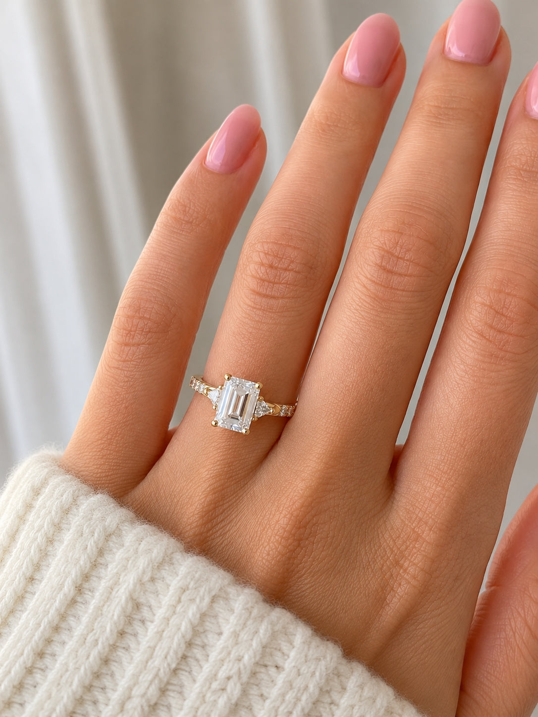 Three-Stone Engagement Ring 14K Yellow Gold, ER1524