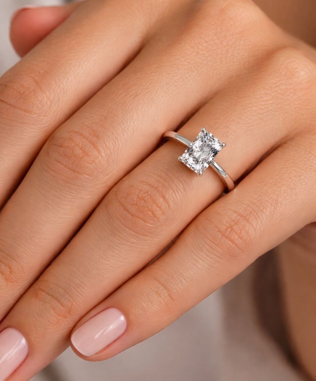 Hidden Halo Solitaire Engagement Ring Radiant Cut, ER1444