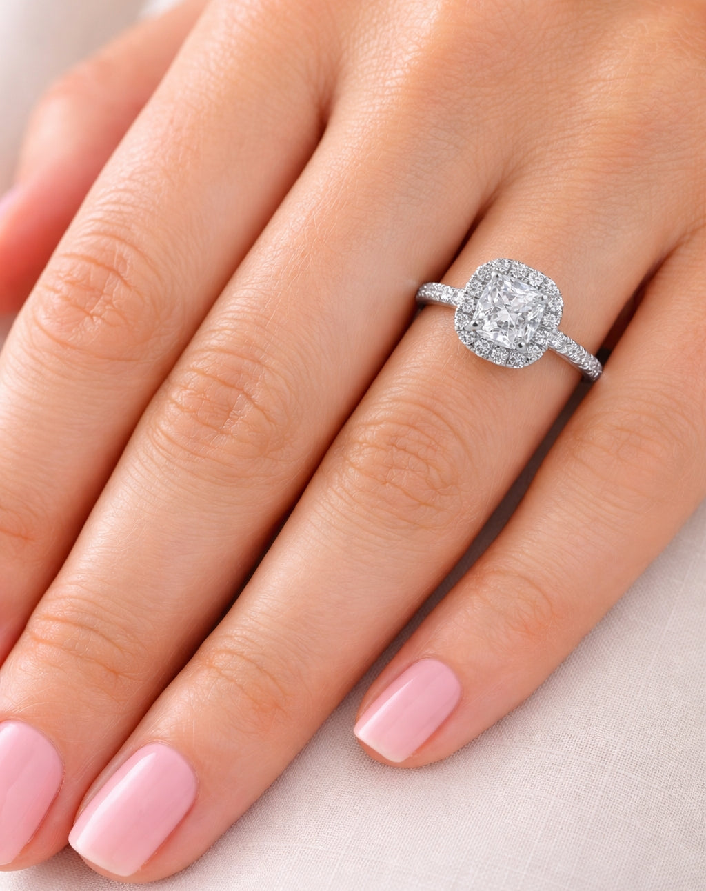 Princess Cut Cathedral Halo Engagement Ring, ER1446