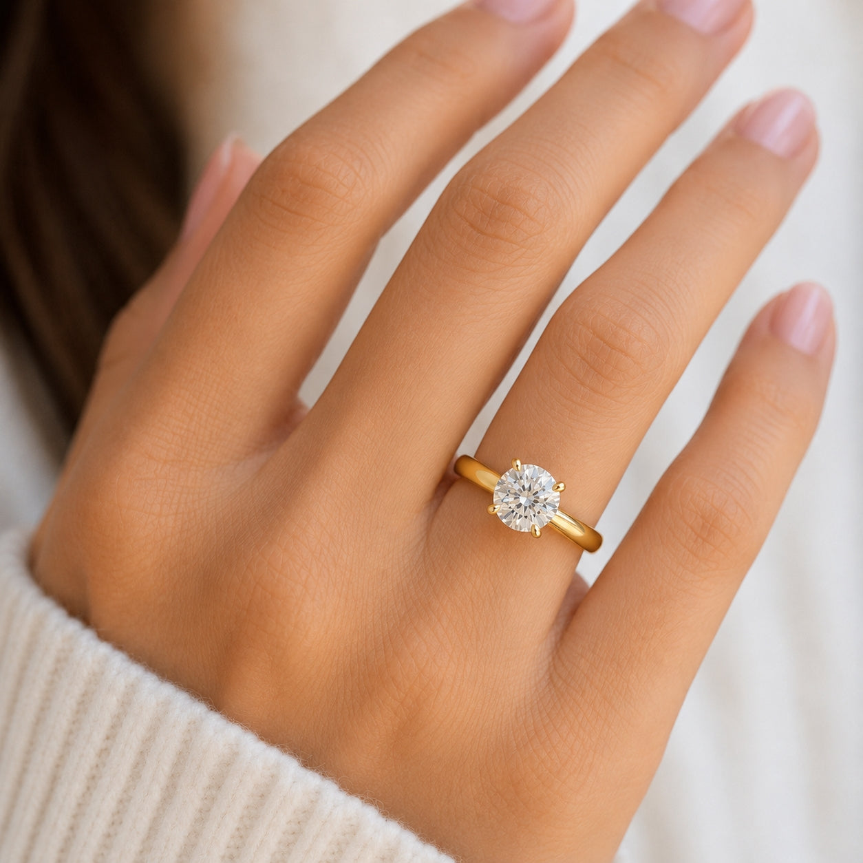 14K Yellow Gold 4-Prong Solitaire 3.00ct Round Diamond, SOL1390
