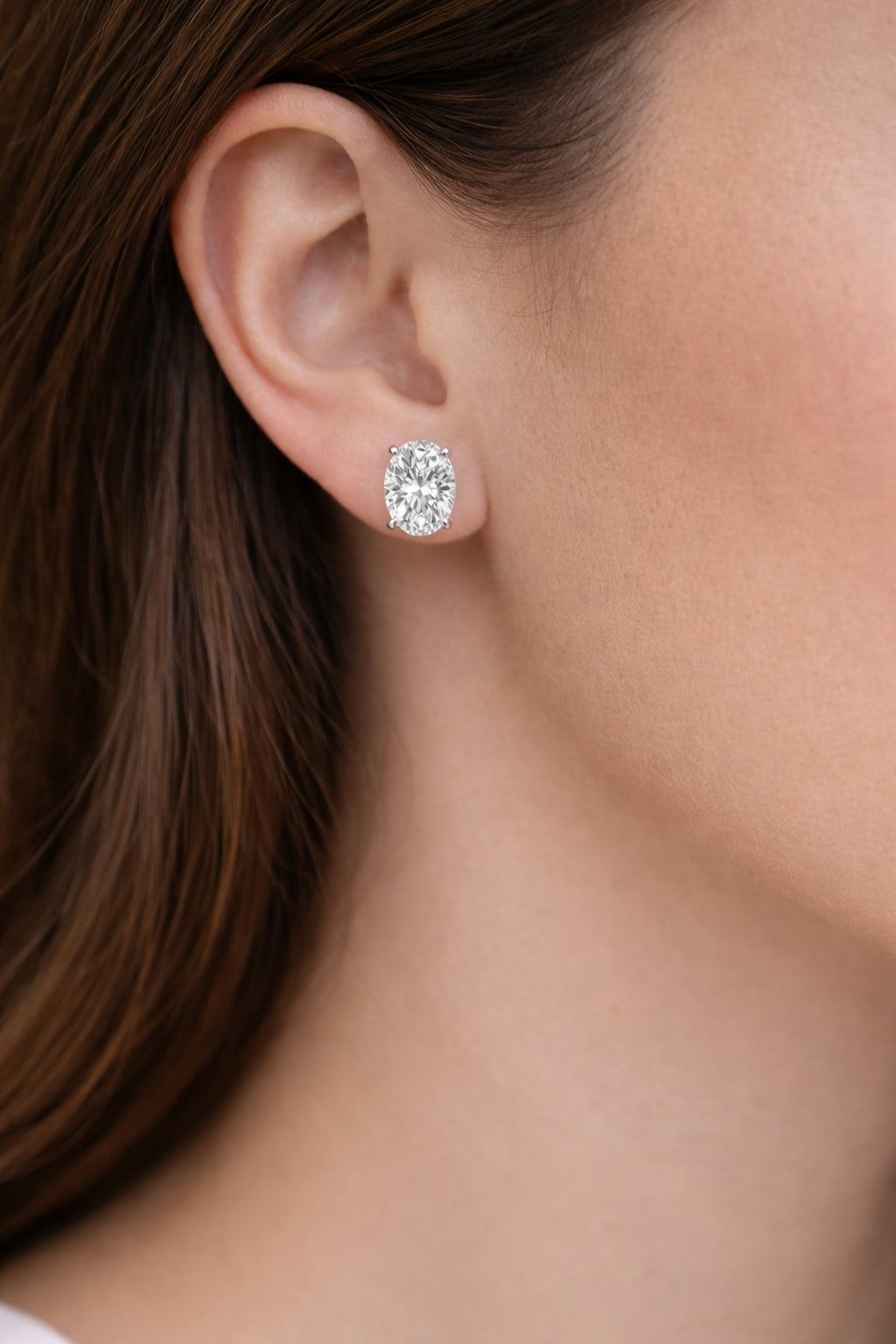 Oval Cut Diamond Stud Earrings