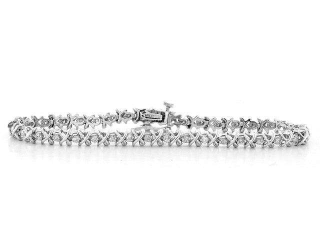 1.0 Carat 14k White Gold Diamond Bracelet - B01003