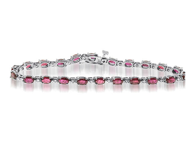 6.45 Carat 14k White Gold Ruby And Diamond Bracelet - B01234