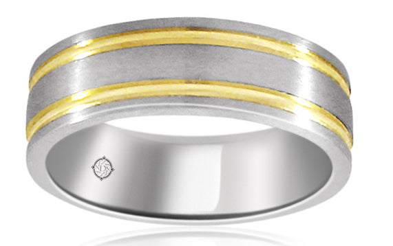2 Tone 14k Gold Wedding Band - BAND1763