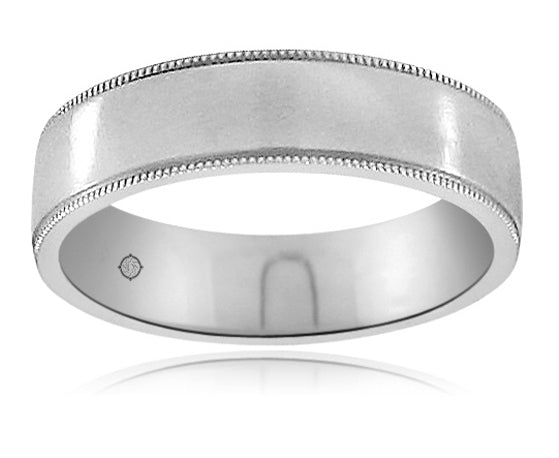 14K White Gold Wedding Band - BAND526