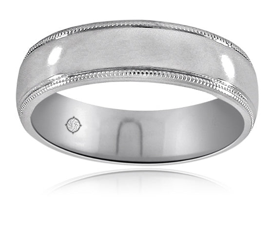 14K White Gold Wedding Band - BAND536