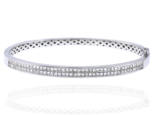 3.0 Carat 14k White Gold Diamond Bangle - BANG01003
