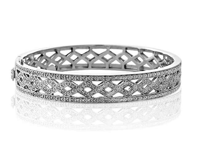 3.0 Carat 14k White Gold Diamond Bangle - BANG03043