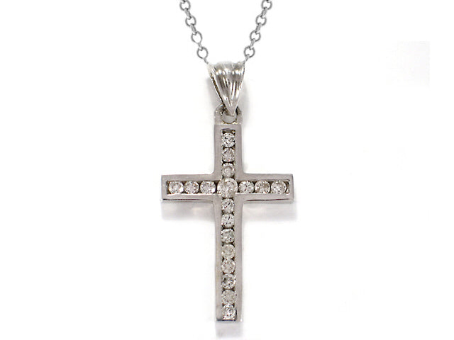 .65 Carat 14k White Gold Diamond Cross Pendant - CR01004