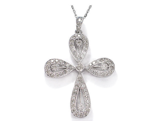 .60 Carat 14k White Gold Diamond Cross Pendant - CR01006