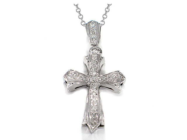 .35 Carat 14k White Gold Diamond Cross Pendant - CR01009