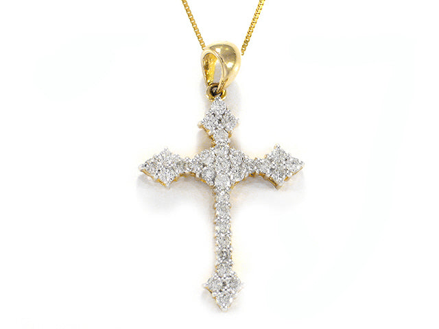 .60 Carat 14k Yellow Gold Diamond Cross Pendant - CR01017