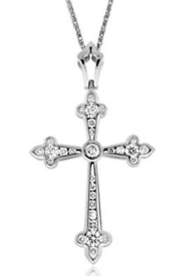 .78 Carat 14k White Gold Diamond Cross Pendant - CR01069
