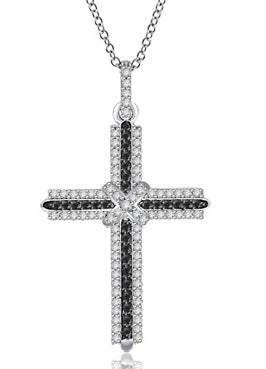 .55 Carat 14k White Gold Diamond Cross Pendant - CR01100