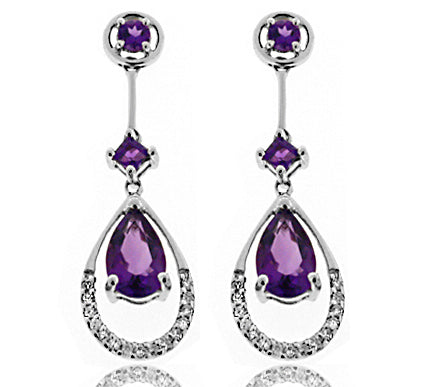 Amethyst And Diamond Earrings - E01335