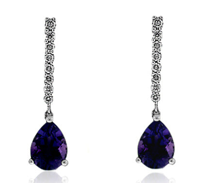 3.10 Carat 18k White Gold Amethyst And Diamond Earrings - E10587
