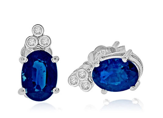 1.89 Carat 14k White Gold Sapphire And Diamond Earrings - E10607