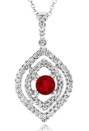 .83 Carat 14k White Gold Ruby And Diamond Designer Necklace - N10063