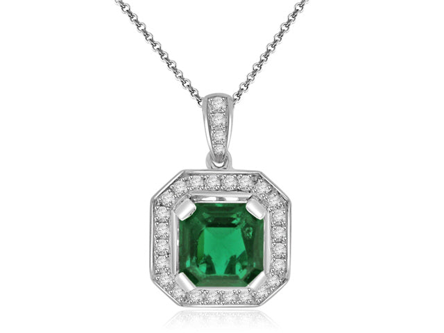 2.76 Carat 14k White Gold Peridot And Diamond Pendant - PEN0100
