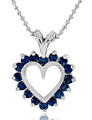1.0 Carat 14K White Gold Sapphire Heart Pendant - PEN01030