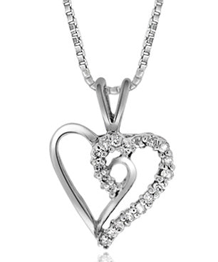 .22 Carat 14K White Gold Dialmond Heart Pendant - PEN01119