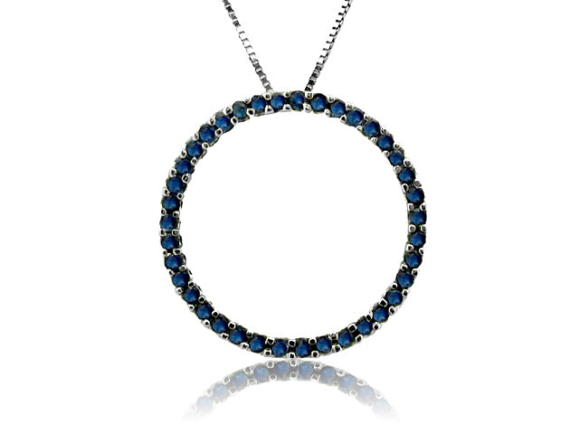1.40 Carat 14k White Gold Blue Sapphire Pendant - PEN01195