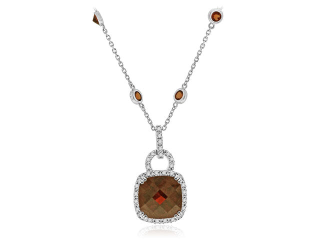 8.36 Carat 14k White Gold Garnet And Diamond Pendant - PEN110