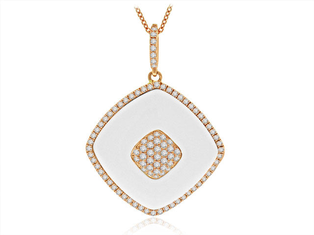 11.22 Carat 14k Rose Gold Onyx And Diamond Pendant - PEN121