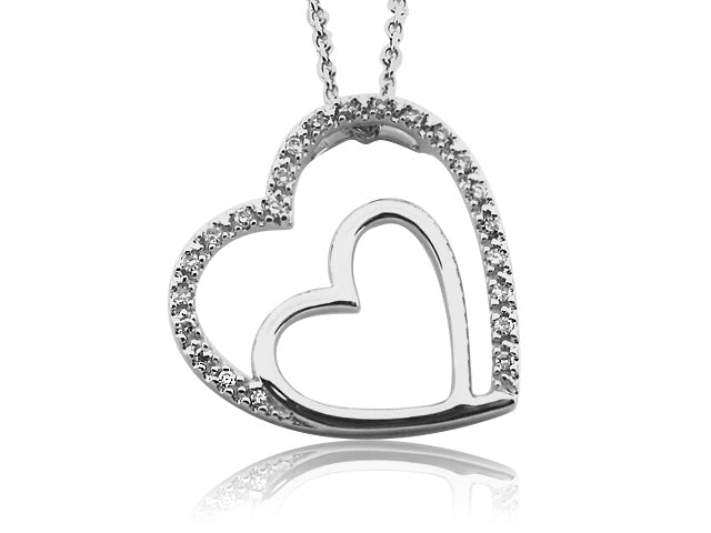 .25 Carat 14k White Gold Diamond Heart Pendant - PEN1374