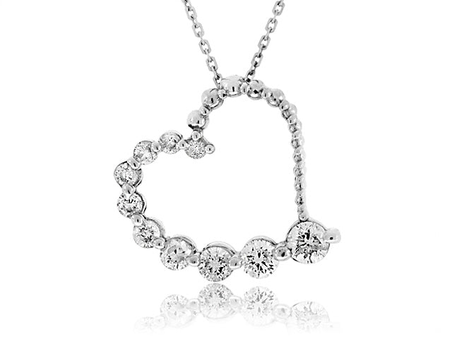 .50 Carat 14K White Gold Diamond Heart Pendant - PEN1389